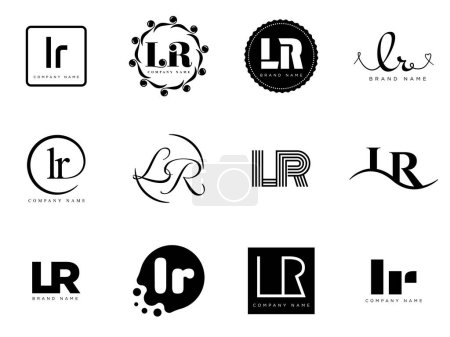 Ilustración de Plantilla de empresa logo LR. Logotipo de letras l y r. Establezca diferentes letras serif clásicas y texto moderno en negrita con elementos de diseño. Initial fuente typography. - Imagen libre de derechos