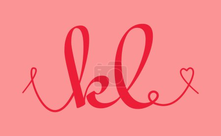 Illustration vectorielle de calligraphie de monogramme de mariage initial de KL. Lettrage dessiné à la main k et l love logo design pour l'affiche de la Saint Valentin, carte de voeux