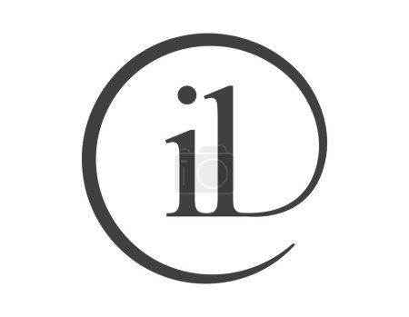 IL-Logo aus zwei Buchstaben mit kreisförmigem E-Mail-Zeichen-Stil. I und L rundes Firmenlogo