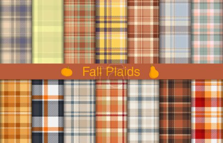 Illustration for Fall plaid collection, textile design, checkered fabric pattern for shirt, dress, suit, wrapping paper print, invitation and gift card. - Royalty Free Image