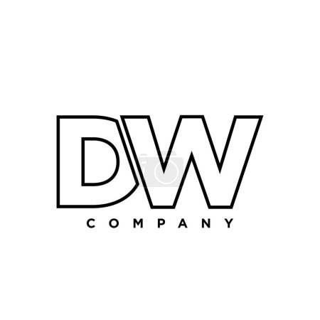 Trendy letter D and W, DW logo design template. Minimal monogram initial based logotype for company identity.