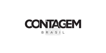 Contagem in the Brasil emblem for print and web. Design features geometric style, vector illustration with bold typography in modern font. Graphic slogan lettering isolated on white background.