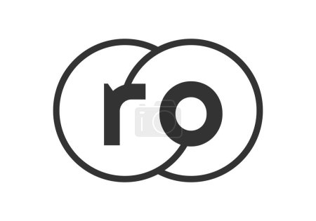 Firmenemblem RO mit Umrissen und Buchstaben r o. Logovorlage zweier verschmolzener Kreise für die Markenidentität, Logotyp. Vektorunendlichkeitssymbol