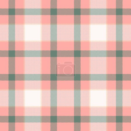 Faded tartan pattern texture, popular check vector plaid. Blank seamless fabric textile background in red and sea shell colors.