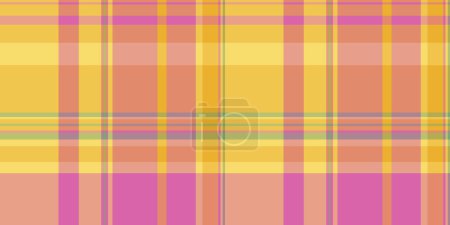 Illustration for Group tartan vector textile, robe pattern texture seamless. Pillow fabric plaid background check in amber and orange color. - Royalty Free Image