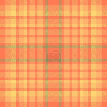 Ilustración de Patrón vectorial a cuadros de textil sin costuras con una textura de fondo de tela tartán en colores coral y naranja. - Imagen libre de derechos