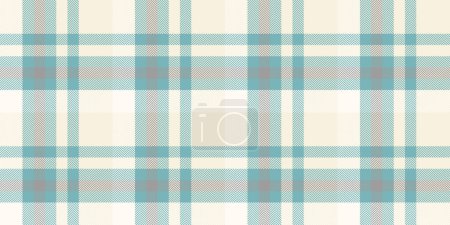Artistic pattern check texture, podium vector textile background. Punk plaid tartan seamless fabric in beige and cyan color.