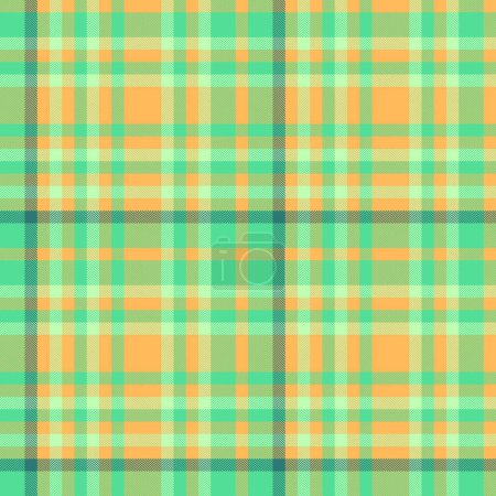 Illustration for Texture plaid textile of seamless fabric tartan with a background check vector pattern in amber and green colors. - Royalty Free Image
