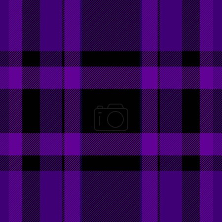 Illustration for Mid fabric plaid textile, dreamy texture vector pattern. Contemporary background seamless check tartan in violet and black colors. - Royalty Free Image