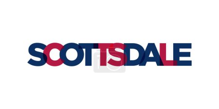 Scottsdale, Arizona, USA Typografie Slogan Design. Amerika-Logo mit grafischem City-Schriftzug für Print- und Webprodukte.
