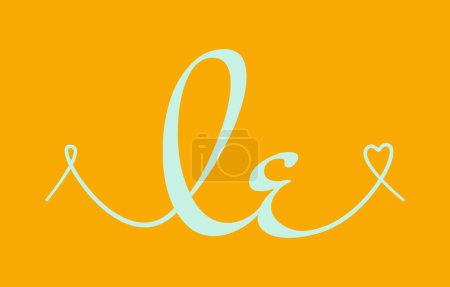 LE erste Hochzeit Monogramm Kalligraphie Vektor Illustration. Handgezeichneter Schriftzug l und e love Logo Design für Valentinstag Poster, Grußkarte
