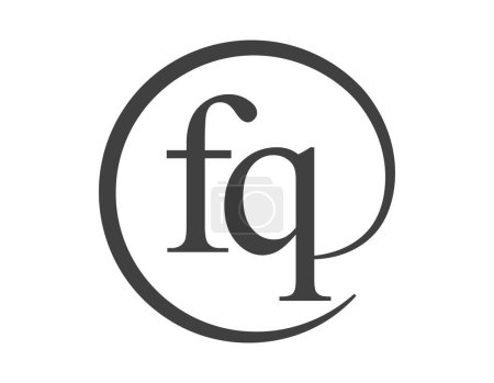 FQ-Logo aus zwei Buchstaben mit kreisförmigem E-Mail-Zeichen-Stil. F und Q rundes Firmenlogo