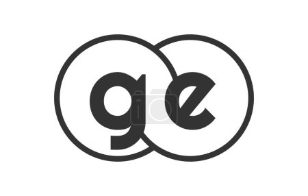 GE-Firmenemblem mit Umrissen und Buchstaben g. Logovorlage zweier verschmolzener Kreise für Markenidentität, Logotyp. Vektorunendlichkeitssymbol
