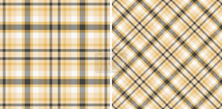 Illustration for Fabric vector check of texture seamless textile with a tartan background pattern plaid. Set in gold colours. Curtain design trends. - Royalty Free Image