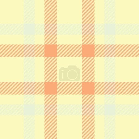 Illustration for Plaid textile tartan of background texture vector with a seamless pattern check fabric in light and orange colors. - Royalty Free Image