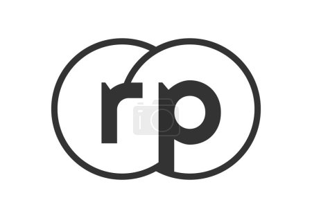 RP Firmenemblem mit Umrissen und Buchstaben r S. Logovorlage von zwei verschmolzenen Kreisen für Markenidentität, Logotyp. Vektorunendlichkeitssymbol