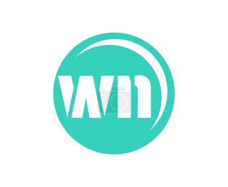 Logotype d'emblème sportif ou d'équipe WN. Logo de balle avec une combinaison de lettre initiale W et N pour magasin de balles, entreprise sportive, entraînement, badge de club.