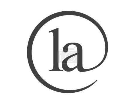 Logotipo de LA de dos letras con forma de círculo estilo de signo de correo electrónico. L y un logotipo redondo de la empresa