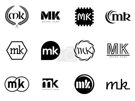 Modèle de société de logo MK. Lettre m et logotype k. Définir différents lettrage serif classique et texte gras moderne avec des éléments de conception. Typographie de police initiale.