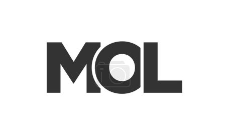 MOL Logo-Design-Vorlage mit starkem und modernem fettem Text. Initial basierte Vektorlogos mit einfacher und minimaler Typografie. Trendige Unternehmensidentität.