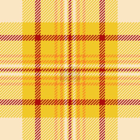 Textura cuadros de verificación de patrón de tartán textil con un fondo vectorial tela sin costuras en colores tuméricos y bisque.