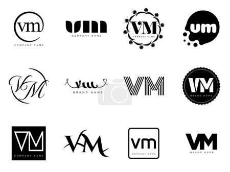Modèle de société logo VM. Logotype lettre v et m. Définir différents lettrage serif classique et texte gras moderne avec des éléments de conception. Typographie de police initiale.