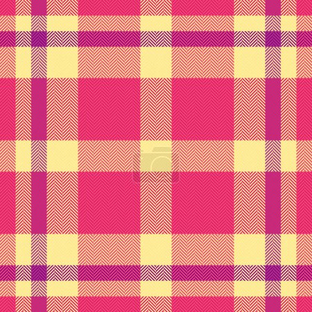 Tissu de fond à carreaux de texture sans couture avec un vecteur de tartan en tissu motif aux couleurs rouge et jaune.
