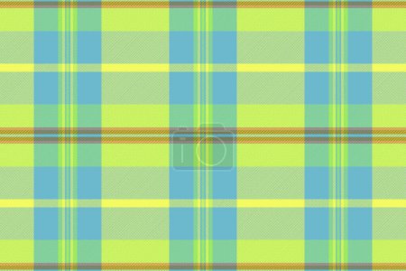 Background tartan textile of pattern plaid vector with a fabric seamless check texture in lime and cyan colors.