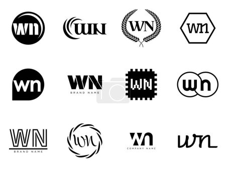Modèle de société logo WN. Lettre w et n logotype. Définir différents lettrage serif classique et texte gras moderne avec des éléments de conception. Typographie de police initiale.