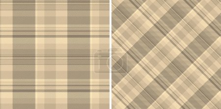 Textile check seamless of vector tartan fabric with a plaid pattern texture background. Set in skin colours for school uniform trends.