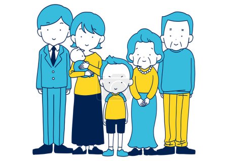 Ilustración de Clip de arte de la familia de pie lado a lado - Imagen libre de derechos