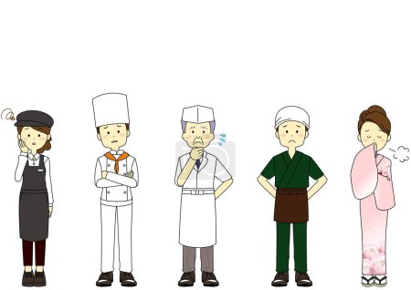 Ilustración de Ilustración 2 de las personas que están preocupadas y preocupadas por los trabajadores de restaurantes - Imagen libre de derechos