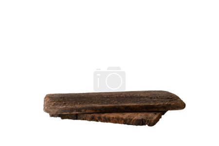Photo for Old wood product display podium presentation minimal style, isolated on white background with clipping path for design work - Royalty Free Image