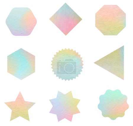 Photo for Set of paper pastel colors stickers mock up. Blank tags labels of different shapes, isolated on white background with clipping path - Royalty Free Image