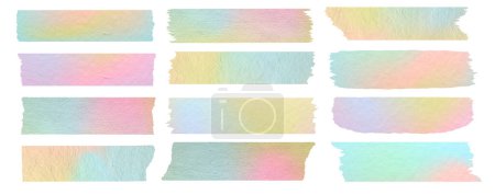 Photo for Torn Stickers tape paper pastel colors, Mock up blank banners tags labels template design, isolated on white background with clipping path - Royalty Free Image