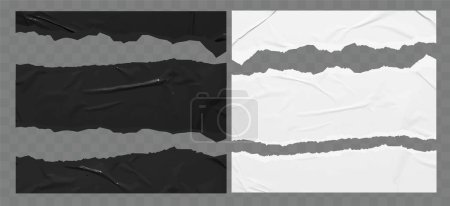 Vecteur déchiré noir et blanc autocollants papier maquettes bannières vierges étiquettes étiquettes modèle conception