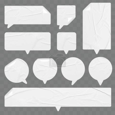 Ilustración de Burbujas de voz vectorial con etiquetas adhesivas blancas etiquetas de diferentes formas diseño de plantillas - Imagen libre de derechos