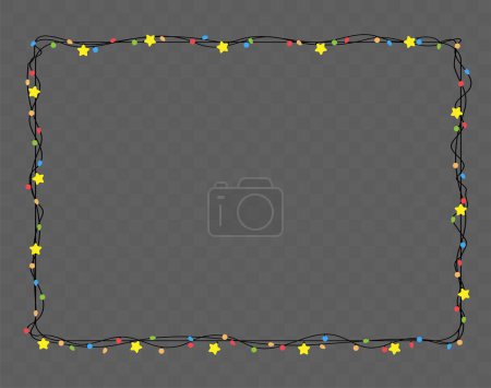 Illustration for Vector Christmas lights string rectangle shape - Royalty Free Image
