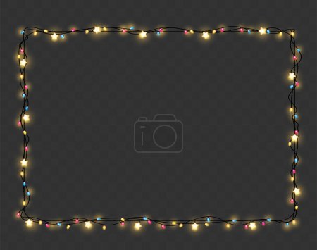 Illustration for Vector Christmas lights string rectangle shape - Royalty Free Image