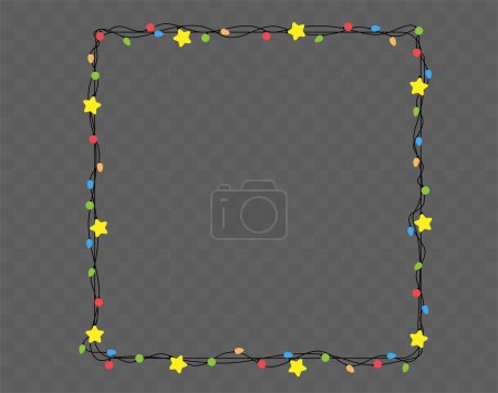 Téléchargez les illustrations : Vector Christmas lights string square shape - en licence libre de droit