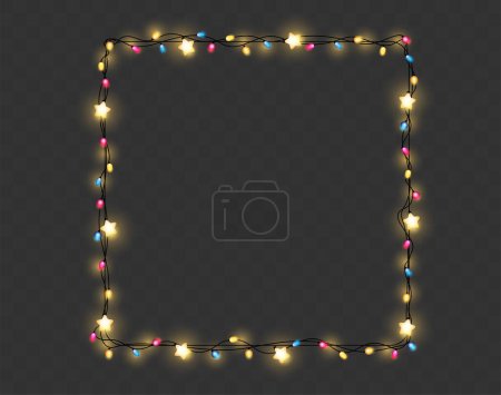 Illustration for Vector Christmas lights string square shape - Royalty Free Image