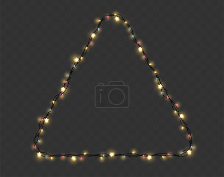 Illustration for Vector Christmas lights string triangle shape - Royalty Free Image