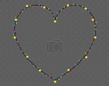 Illustration for Vector Christmas lights string valentines day heart shape - Royalty Free Image