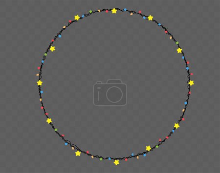 Illustration for Vector Christmas lights string circle shape - Royalty Free Image