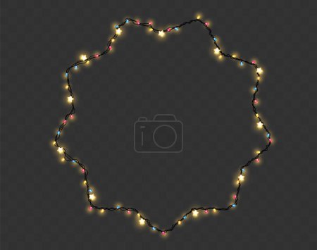Téléchargez les illustrations : Vector Christmas lights string star shape - en licence libre de droit
