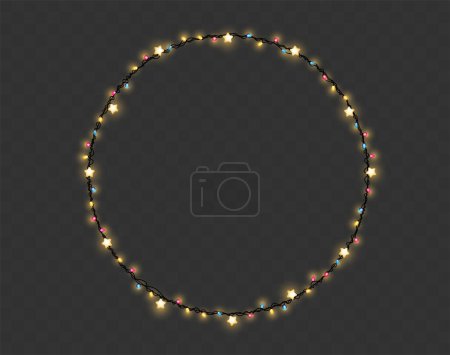 Illustration for Vector Christmas lights string circle shape - Royalty Free Image