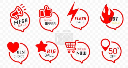 Illustration for Vector business icons modern labels and tags speech bubbles stickers creative design, Shopping and Best choice price badge, special offer, big sale and new - Royalty Free Image