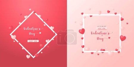 Illustration for Vector banner flyer Valentine's day poster and brochure. Sale background template design - Royalty Free Image