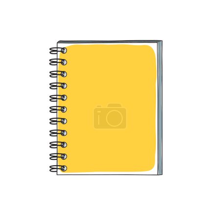 Téléchargez les illustrations : Yellow notebook handrawn doodle art vector illustration - en licence libre de droit