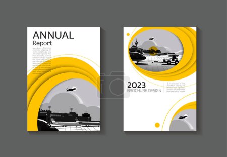 modern yellow annual report vector art illustration template